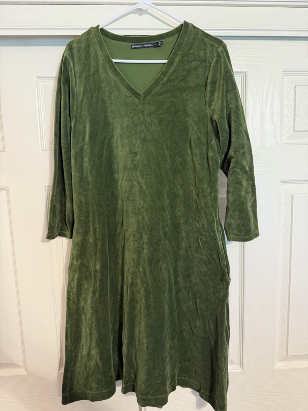 Gudrun Sjoden Velour Long Sleeve Green Dress Women's Size M